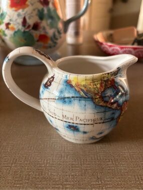 Globe Ceramic Creamer by Globe in Blue and Yellow